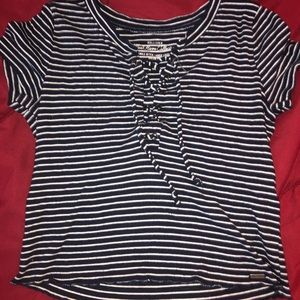 front tie striped shirt